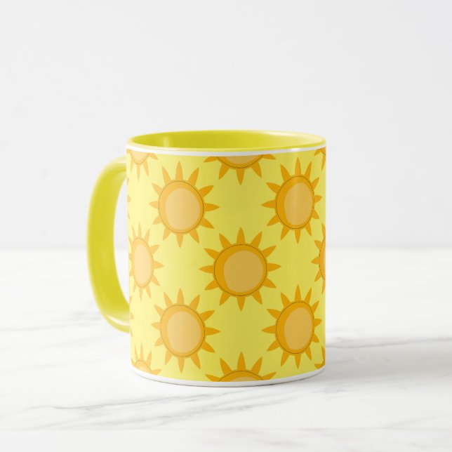 Sunshine Sun Pattern Design On Yellow  Mug (Front Left)