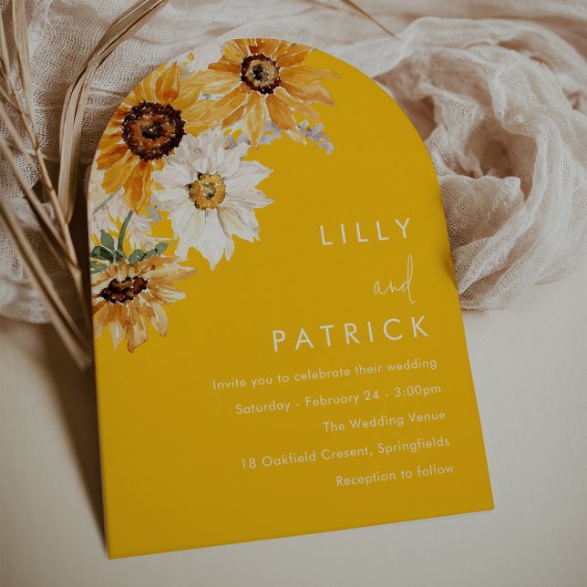 Sunshine Sunflower Modern Wedding Invitation (Creator Uploaded)