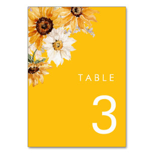 Sunshine Sunflower Modern Wedding Table Number