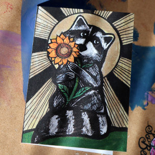 Sunshine Sunflower Racoon Card