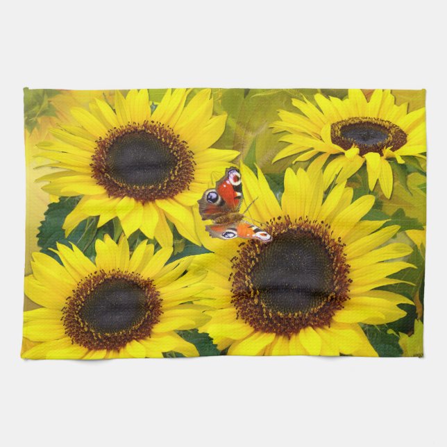 Sunshine Sunflower Tea Towel (Horizontal)