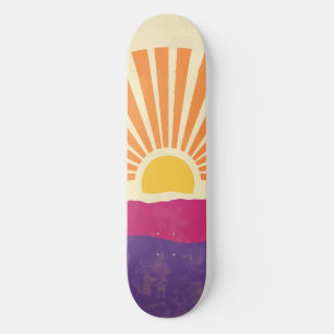 Sunshine Sunrise Retro 70s Boho Yellow Purple Skateboard