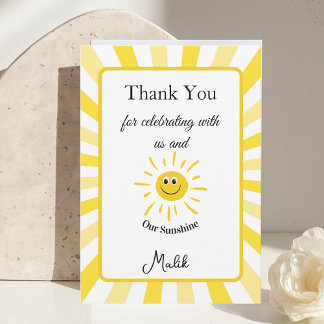 Sunshine Thank you card Kids Birthday