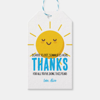 Sunshine Thank You ,Summer Teacher Appreciation  Gift Tags