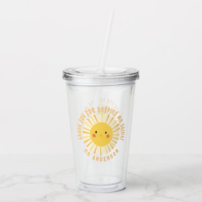 Sunshine thank you teacher modern elegant acrylic tumbler (Back)