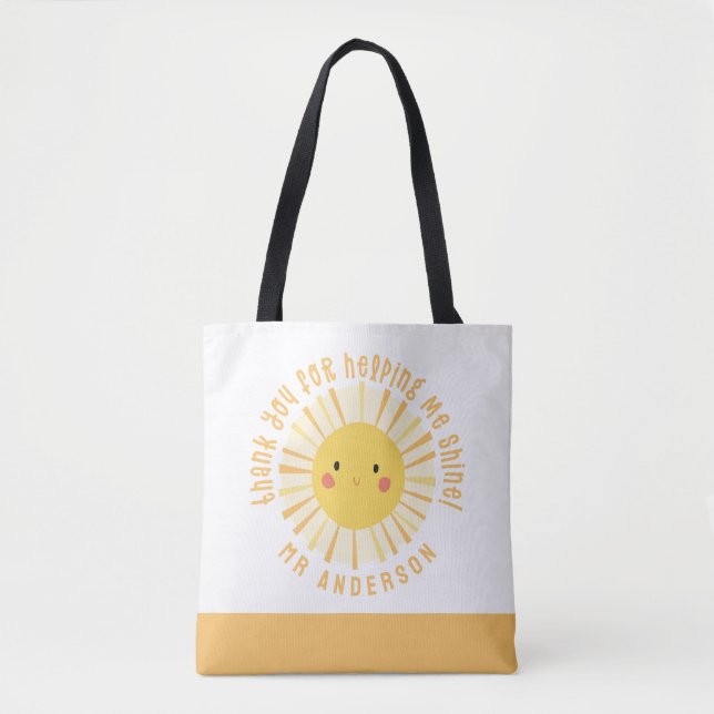 Sunshine thank you teacher modern elegant tote bag (Front)