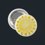 Sunshine Theme 1st Birthday Party  Button<br><div class="desc">Bright and cheerful watercolor sun theme birthday party button favours. Check out full collection for birthday ideas.</div>