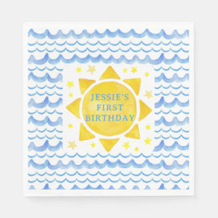 Sunshine Theme 1st Birthday Party Ocean Sun Stars  Napkin