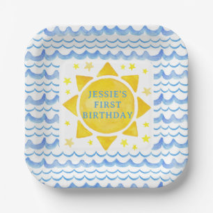 Sunshine Theme 1st Birthday Party Ocean Sun Stars Paper Plate