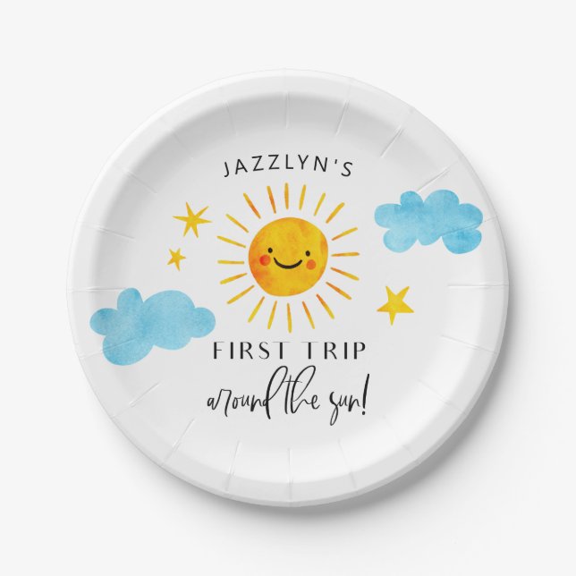 Sunshine Theme 1st Birthday Party  Paper Plate (Front)