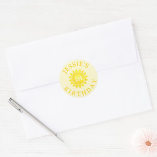 Sunshine Theme 1st Birthday Party Round Sticker