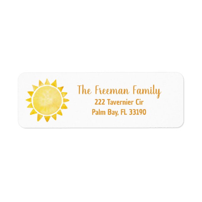Sunshine Theme Address Label (Front)