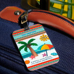 Sunshine Travel Beach Palm Tree Ocean Luggage Tag<br><div class="desc">Ready for the beach! Sunshine and ocean beeeze …let’s go! Customised Inspirivity Name Fun Luggage Tags. Never lose your luggage again with these cute beach luggage tags. The back side has a slot for a business card or personal information. Your suitcase will stand out with this bright coloured tag. More...</div>
