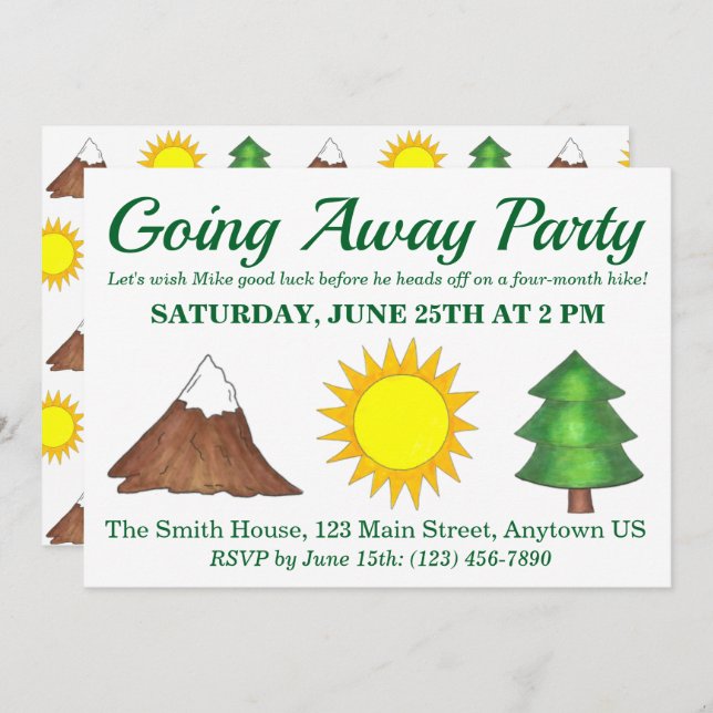 Sunshine Tree Mountain Hiking Woods Outdoor Camp Invitation (Front/Back)