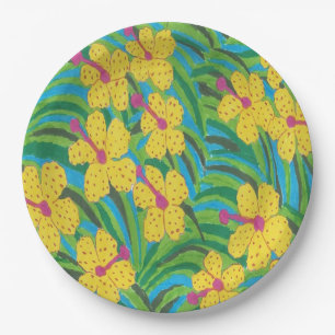 Sunshine Tropical Hibiscus Paper Plate
