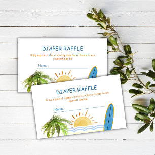 Sunshine Tropical Surf Diaper Raffle Baby Shower Enclosure Card