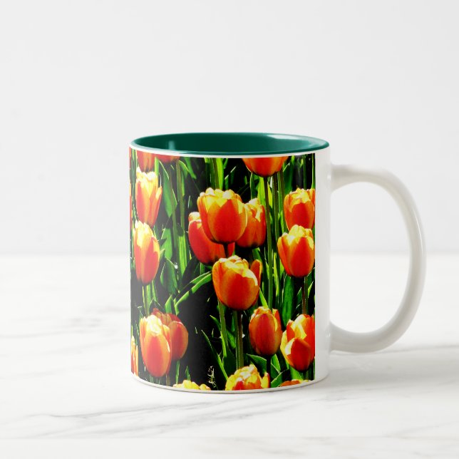 Sunshine Tulips Two-Tone Coffee Mug (Right)