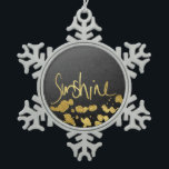 "Sunshine" Typography & Paint Splatter- Faux Gold Snowflake Pewter Christmas Ornament<br><div class="desc">This elegant and classy "Sunshine" typography and splatter painted in faux gold is great for any trendy woman. It's pretty and upscale look is great for any gift.</div>