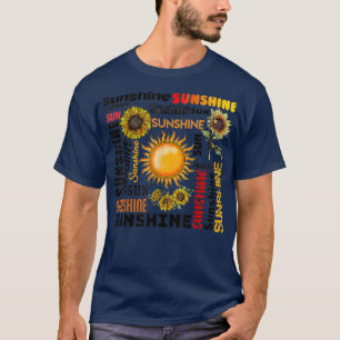 Sunshine Typography Peace Love Sunshine Sunflower T-Shirt