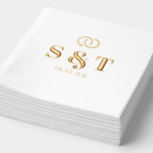 Sunshine Typography Wedding Rings ID1048  Foil Napkins