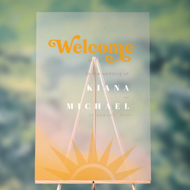 Sunshine Typography Wedding Welcome Program ID1048 Acrylic Sign (Neutral)