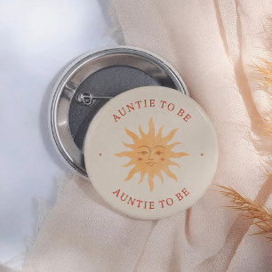 Sunshine Vintage Sun Baby Shower Auntie To Be 6 Cm Round Badge