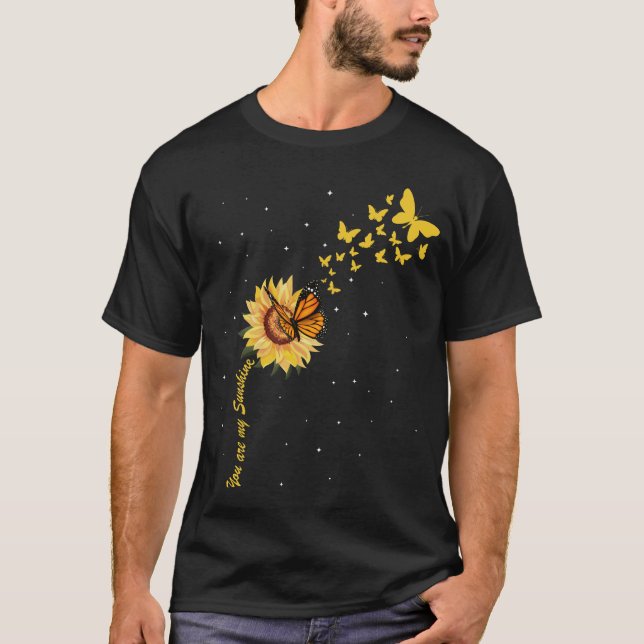 Sunshine Vintage sunflower with butterfly Monarch T-Shirt (Front)
