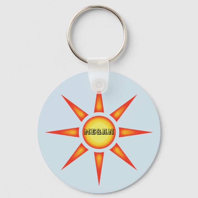 Sunshine Vivid Orange Yellow Sun Nature Key Ring (Front)