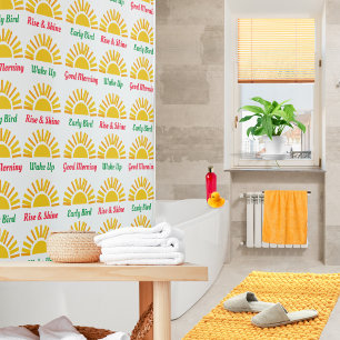 Sunshine Wake Up Rise and Shine Motivational Words Shower Curtain