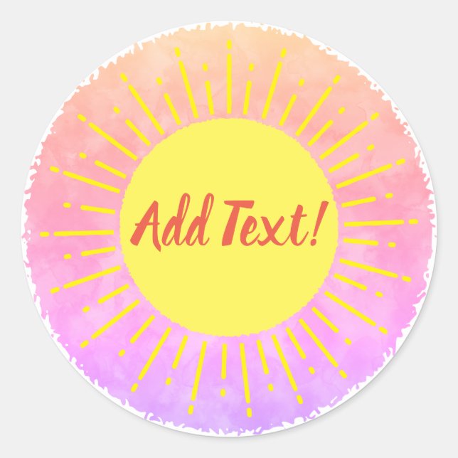Sunshine Watercolor Baby Shower Background Custom  Classic Round Sticker (Front)