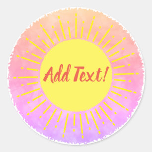Sunshine Watercolor Baby Shower Background Custom  Classic Round Sticker