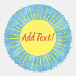 Sunshine Watercolor Baby Shower Background Custom  Classic Round Sticker