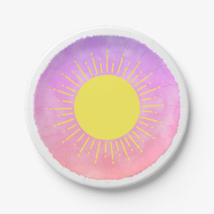 Sunshine Watercolor Baby Shower Background Custom Paper Plate