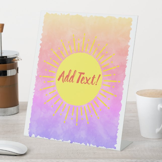Sunshine Watercolor Baby Shower Background Custom  Pedestal Sign (In SItu)