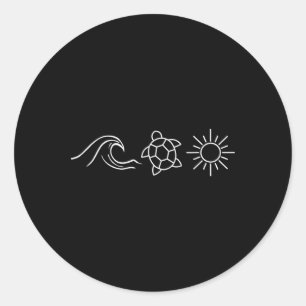Sunshine Waves Turtles Hawaii Beach Summer Vacatio Classic Round Sticker