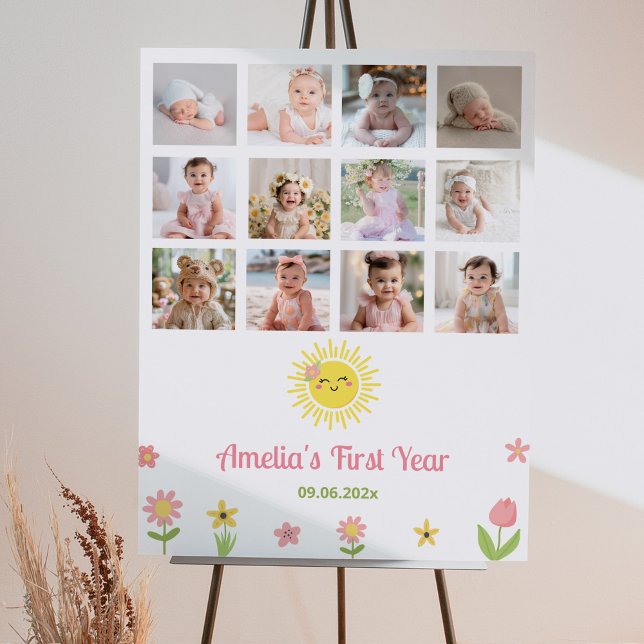 Sunshine Wildflower Birthday Photo Milestone Poster (Creator Uploaded)