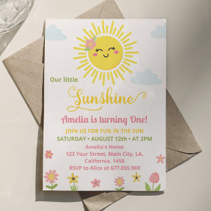 Sunshine Wildflower Party 1st Birthday Invitation