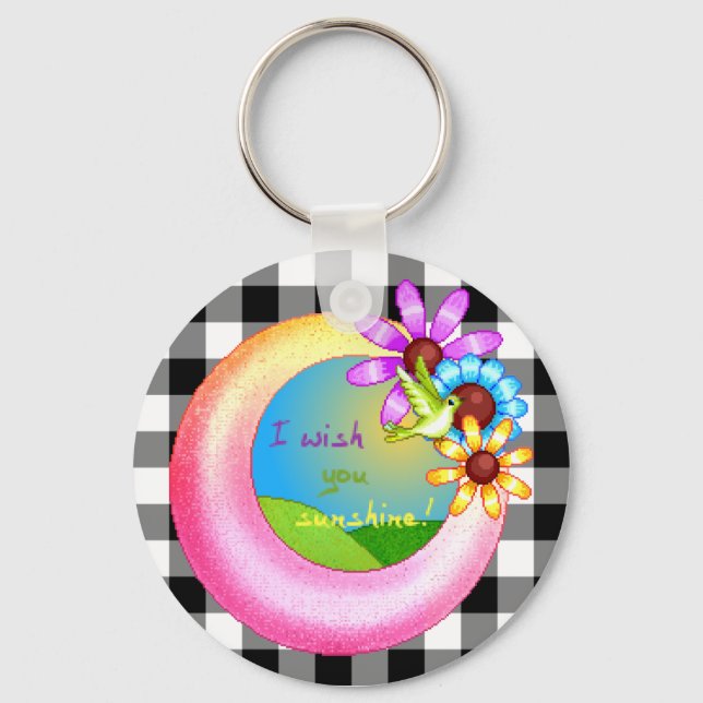 Sunshine Wish Pixel Art Key Ring (Front)