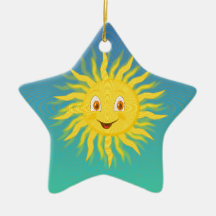 Sunshine With Circular Lines Ceramic Tree Decoration