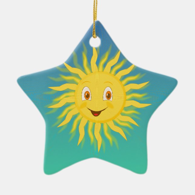 Sunshine With Circular Lines Ceramic Tree Decoration (Front)
