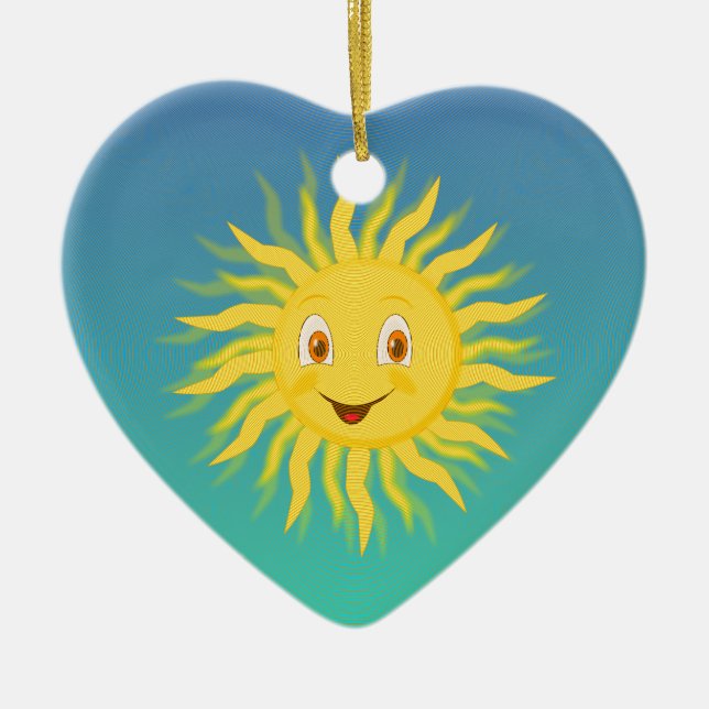 Sunshine With Circular Lines Ceramic Tree Decoration (Front)