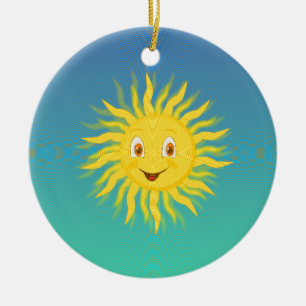 Sunshine With Circular Lines Ceramic Tree Decoration