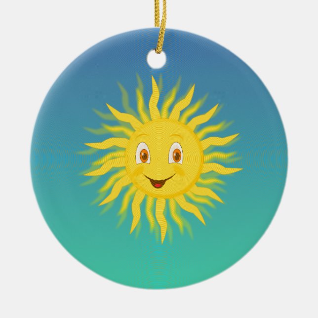 Sunshine With Circular Lines Ceramic Tree Decoration (Front)