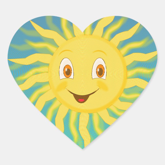 Sunshine With Circular Lines Heart Sticker (Front)