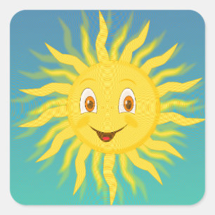 Sunshine With Circular Lines Square Sticker