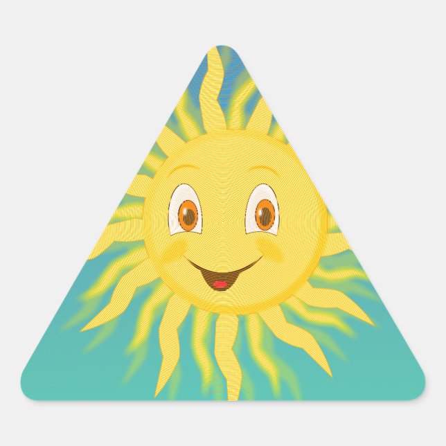 Sunshine With Circular Lines Triangle Sticker (Front)