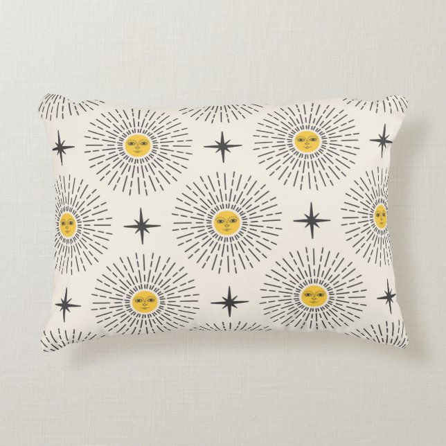 Sunshine with Face Celestial Seamless Pattern Decorative Cushion (Front)