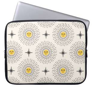 Sunshine with Face Celestial Seamless Pattern Laptop Sleeve