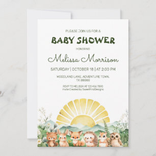 Sunshine Woodland Baby Shower Invitation