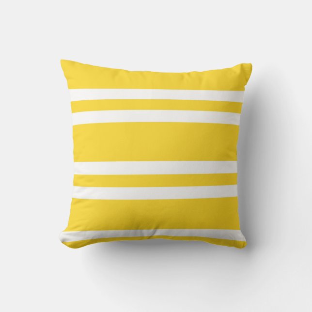 Sunshine Yellow and White Striped Cushion (Front)